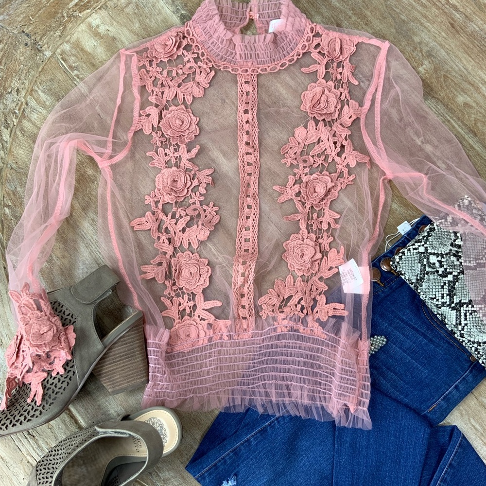Pink 3D Floral Top - Picture 6 of 8